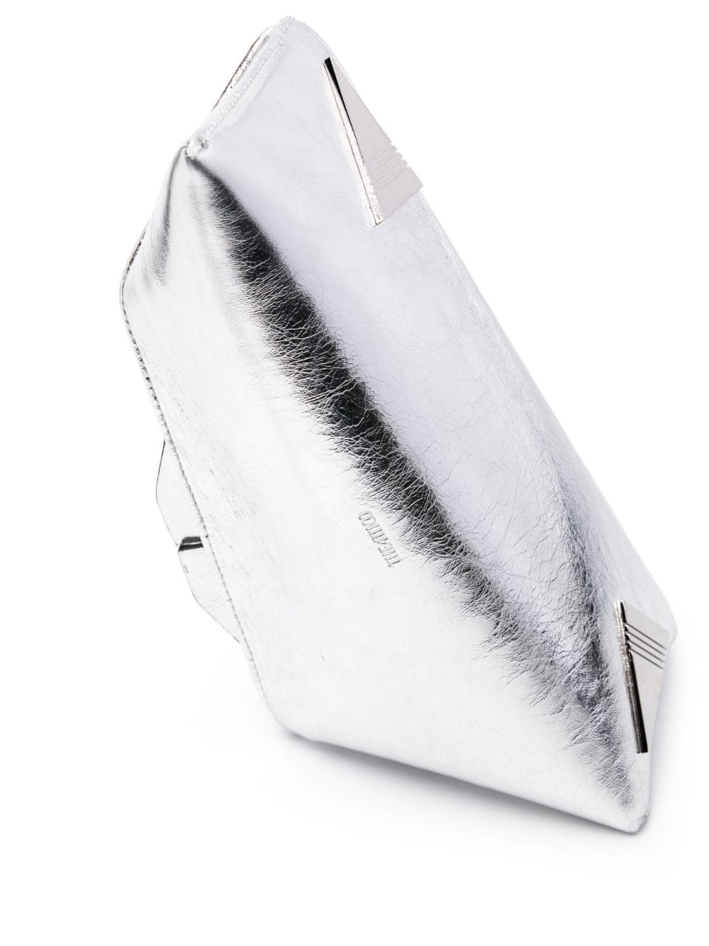 THE ATTICO Metallic Silver Leather Evening Clutch