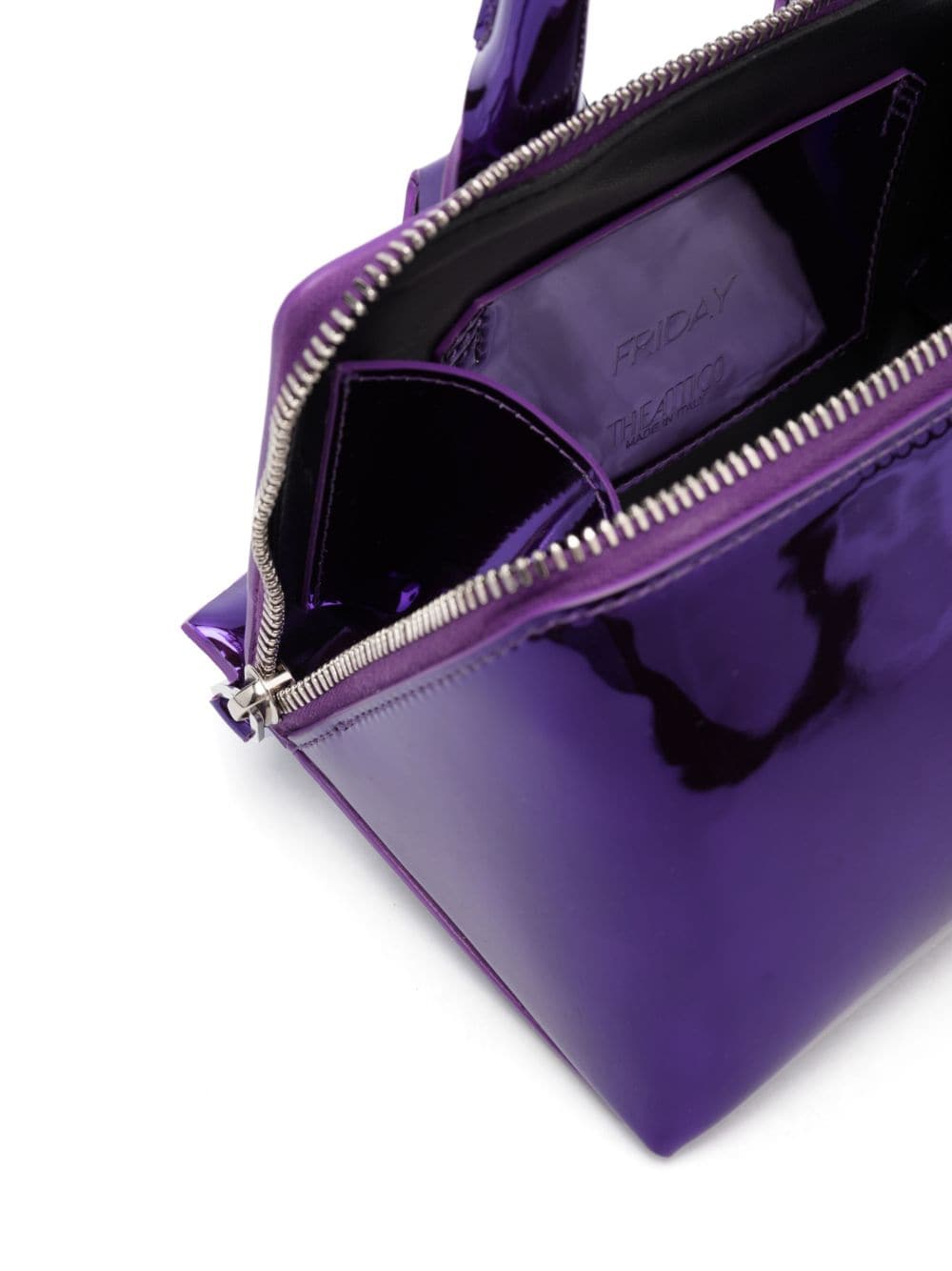紫色星期五手提包-镀膜饰面, 银色配件, 顶部拉链封口