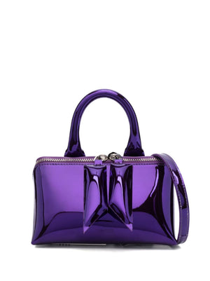 Friday Tote Handbag - Purple, Silver Hardware, Top Zip Closure