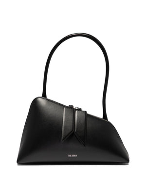 THE ATTICO Sunrise Mini Shoulder Bag in Black Calf Leather