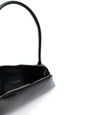 THE ATTICO Sunrise Mini Shoulder Bag in Black Calf Leather