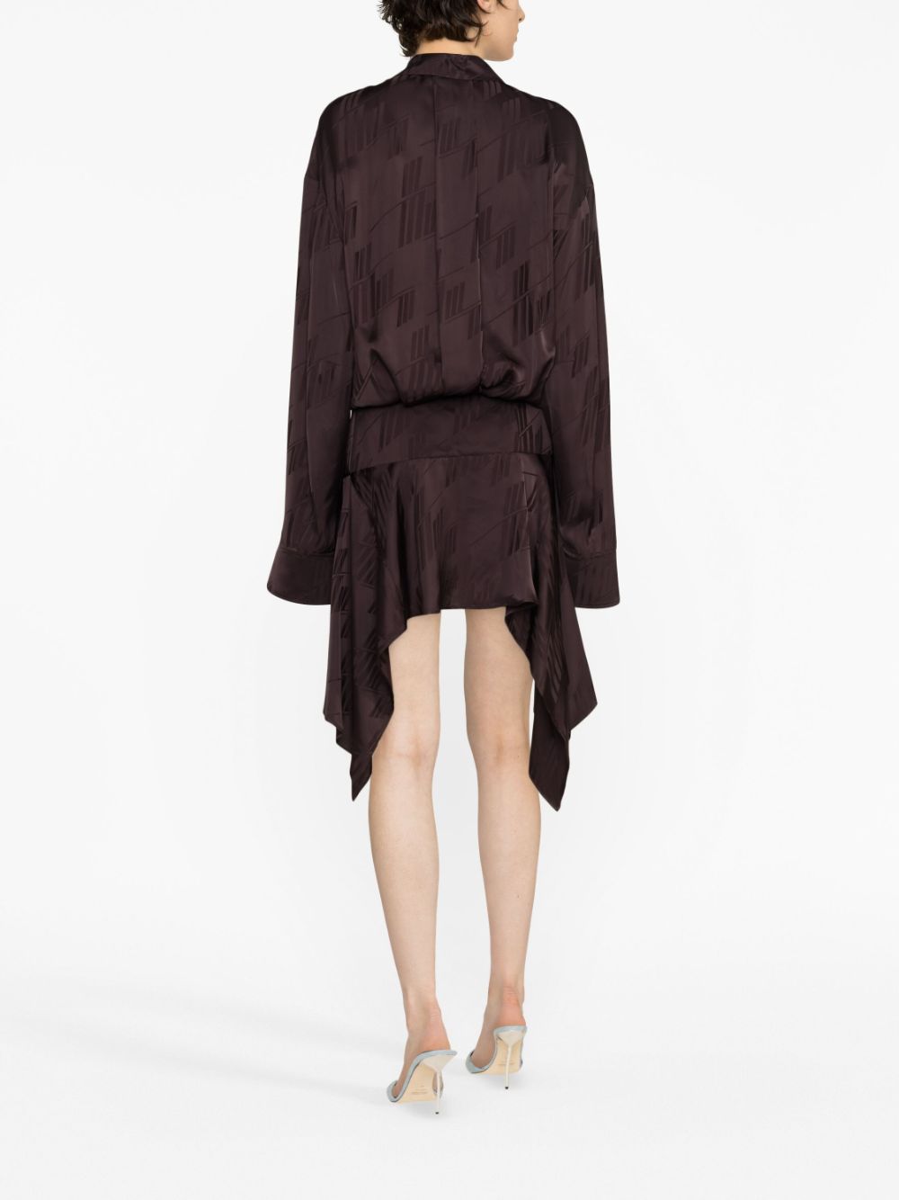 Mischa Logo-Jacquard Asymmetric Shirtdress - Dark Brown