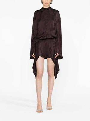 Mischa Logo-Jacquard Asymmetric Shirtdress - Dark Brown