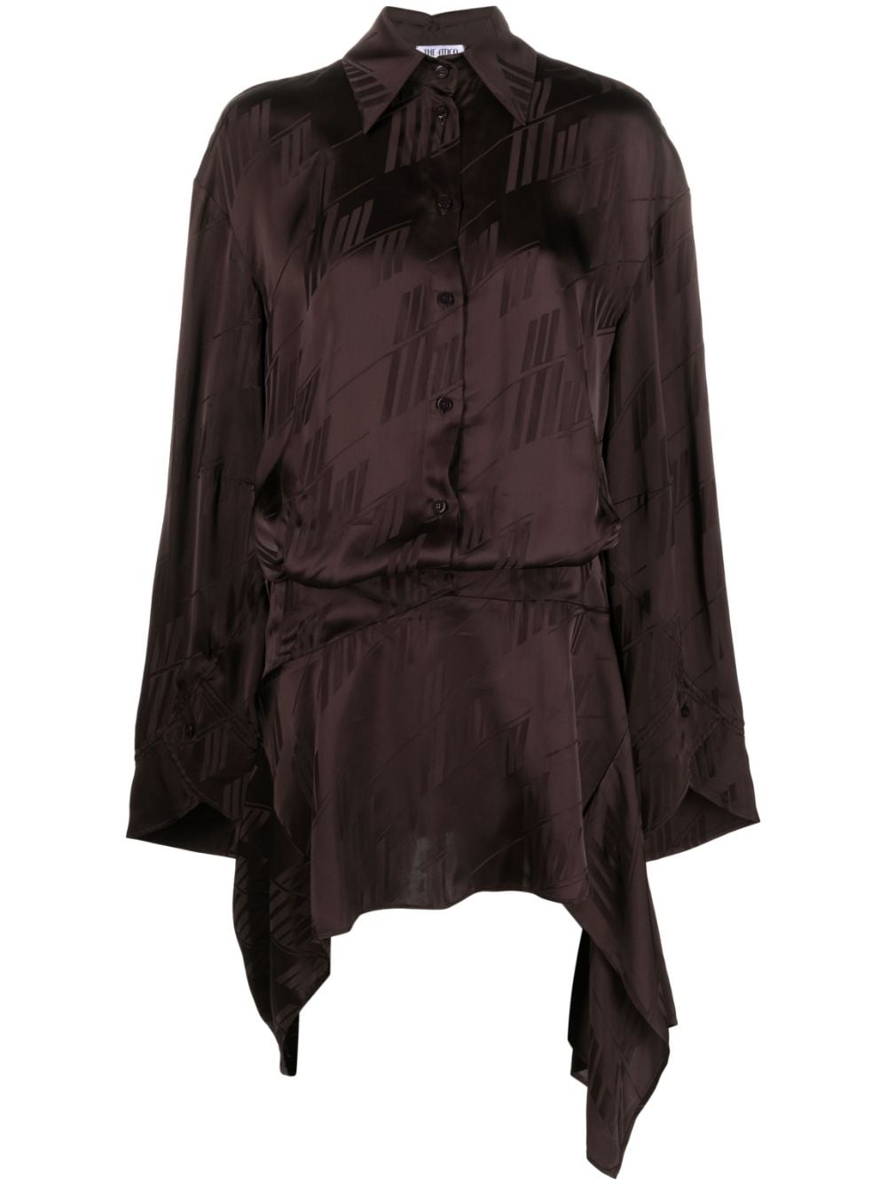 Mischa Logo-Jacquard Asymmetric Shirtdress - Dark Brown