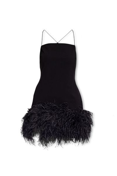 Black Ostrich Feather Dress for Women | Rayon Blend