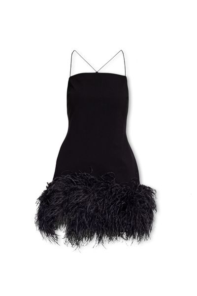 THE ATTICO Black Fujiko Mini Dress with Feather Hem for Women