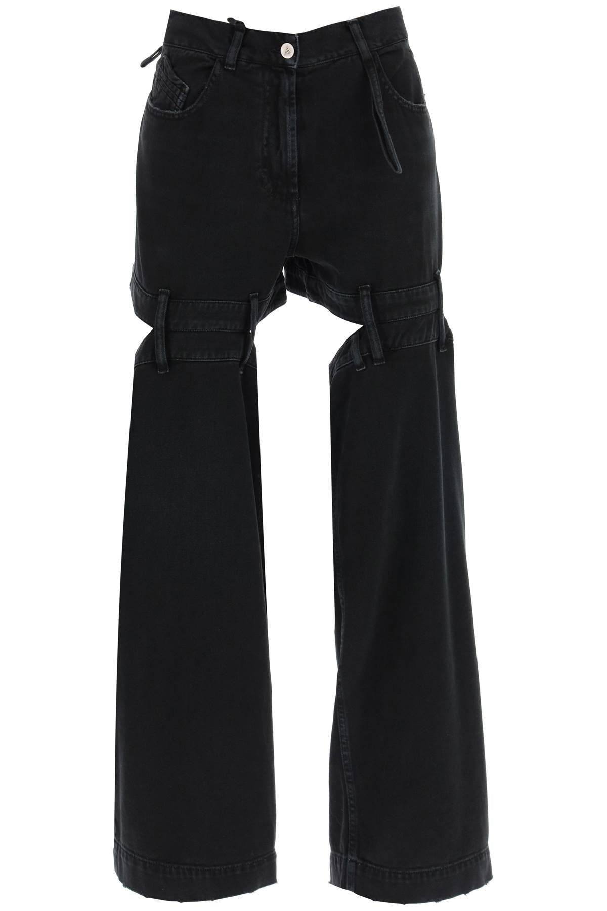 THE ATTICO Black Cut-Out Baggy Denim Jeans for Women in FW23 Season