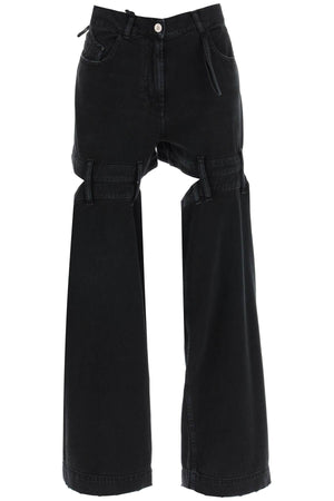 THE ATTICO Black Cut-Out Baggy Denim Jeans for Women in FW23 Season