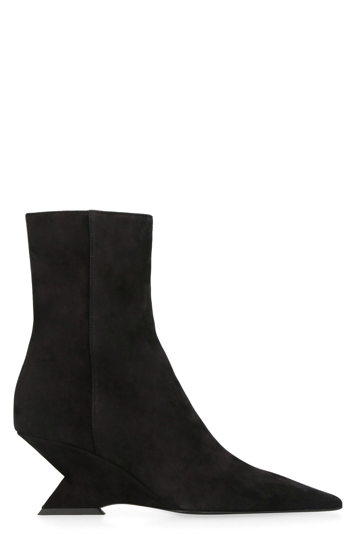 THE ATTICO Black Pointy Toe Ankle Boots with Pyramid Wedge for Women - FW23