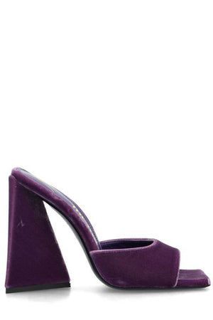 THE ATTICO Turquoise Velvet High Flat with Pyramid Heel for Women