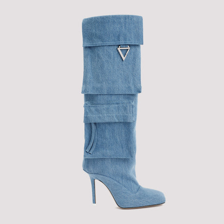 أحذية جلدية وقطنية زرقاء للنساء - مجموعة FW23