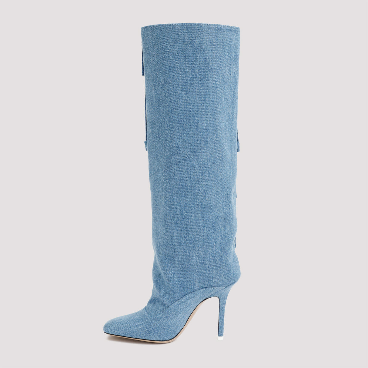 蓝色棉布和皮革女士靴子 - FW23系列