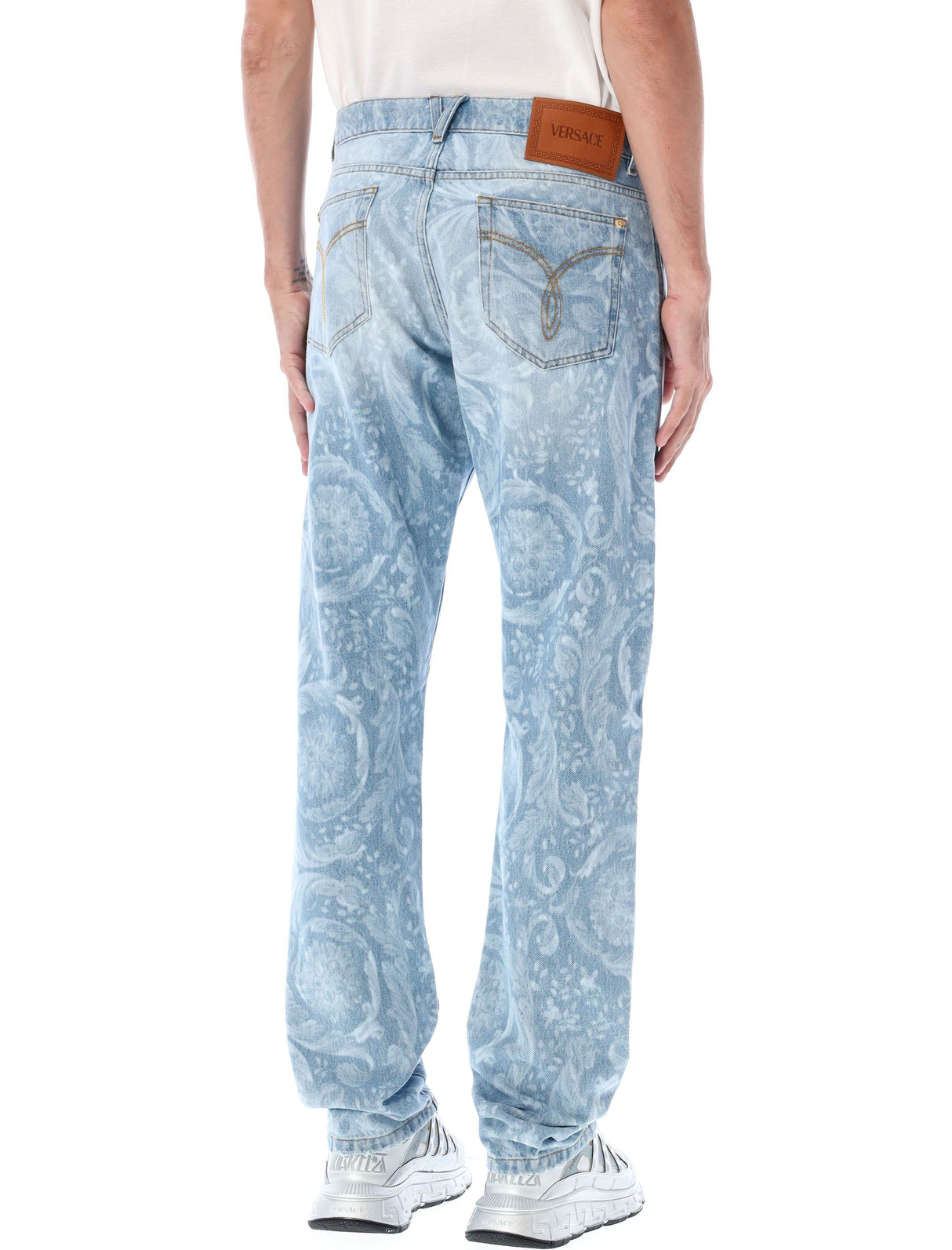 Baroque All-over Patterned Jeans for Men