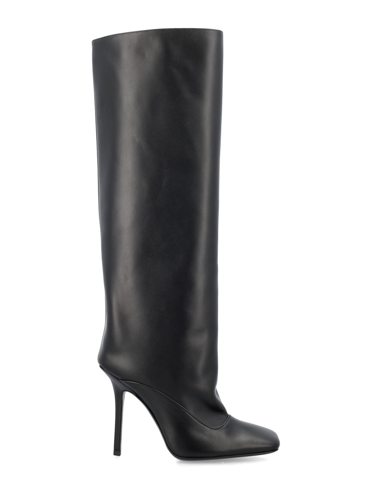 ‎‎‎‎‎‎‎‎‎‎‎‎‎‎‎‎‎‎‎‎‎‎‎‎Knee-High Leather Boot with Square Toe and Stiletto Heel for Women