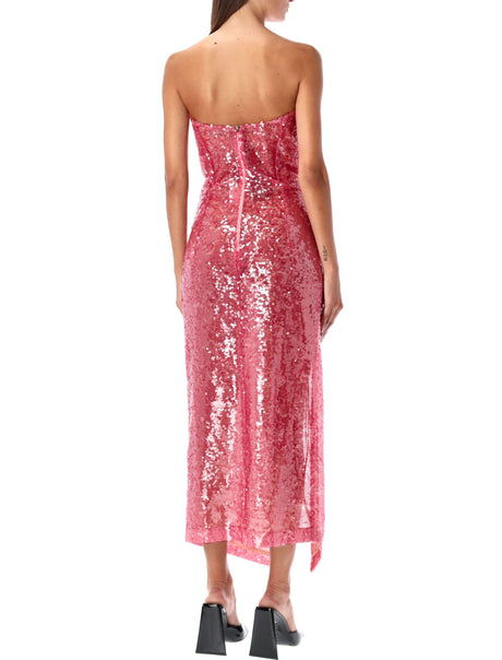 THE ATTICO Light Pink Sequin Bistier Midi Dress