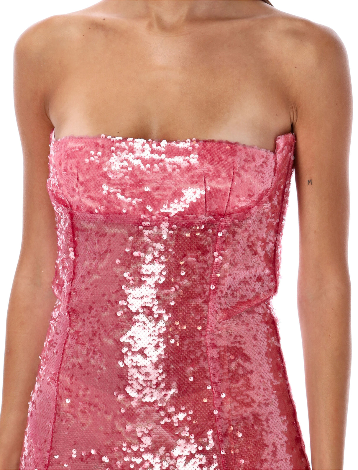 THE ATTICO Light Pink Sequin Bistier Midi Dress