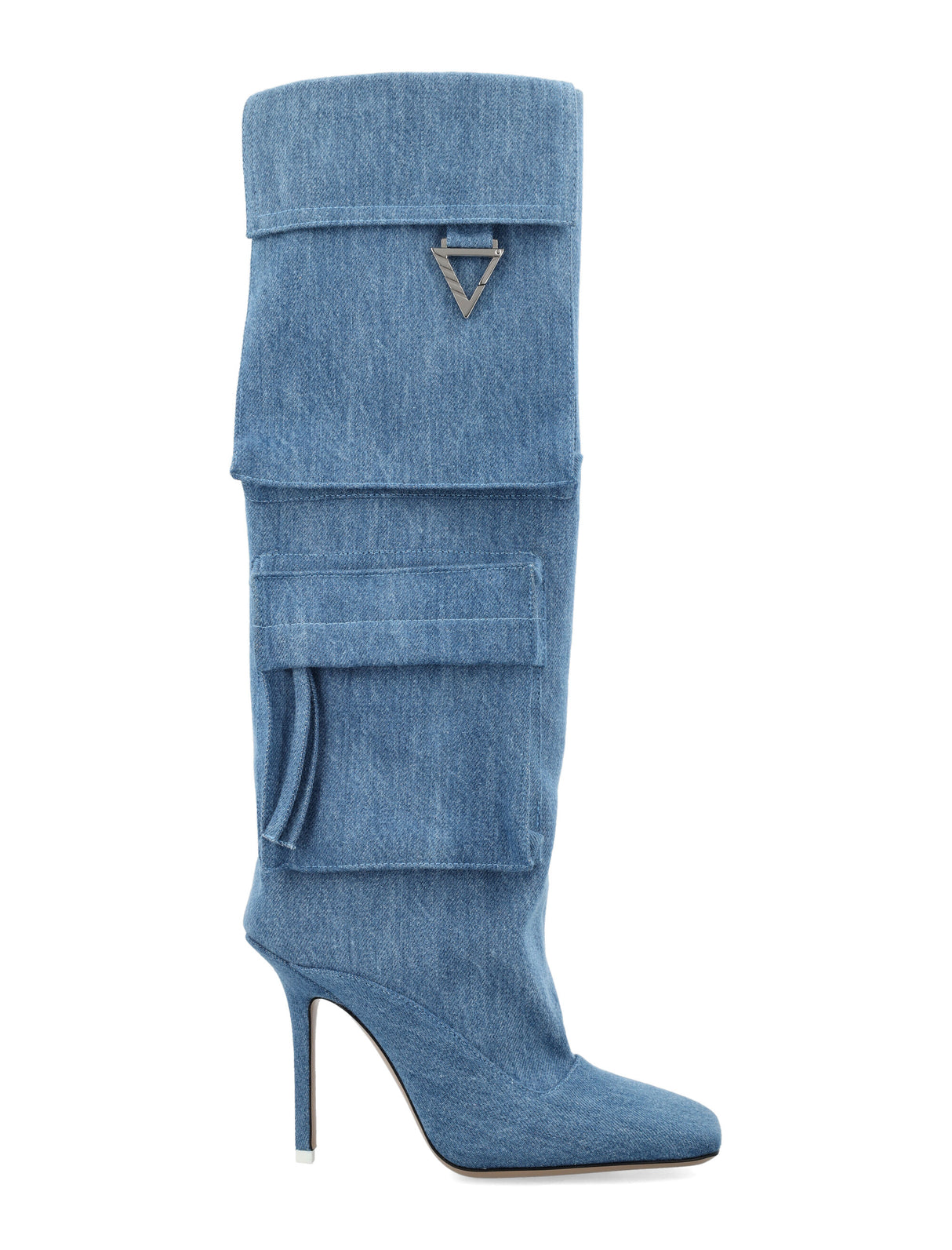 Knee-High Denim Blue Cargo Boots from FW23 Collection