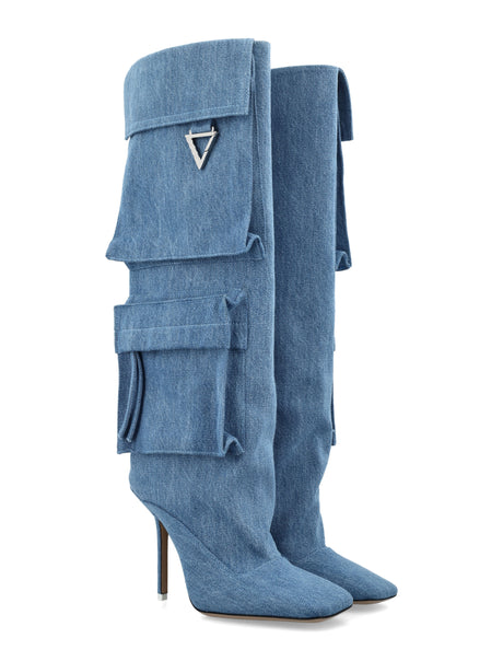 Giày cao gót chân cao kiểu cargo màu xanh dương từ bộ sưu tập FW23