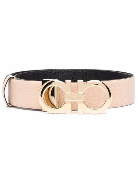 FERRAGAMO Reversible Leather Hammered-Effect Belt