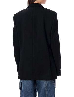 جاكيت صوف سوداء مزدوجة الصدر للنساء لفصل الشتاء ٢٠٢٣