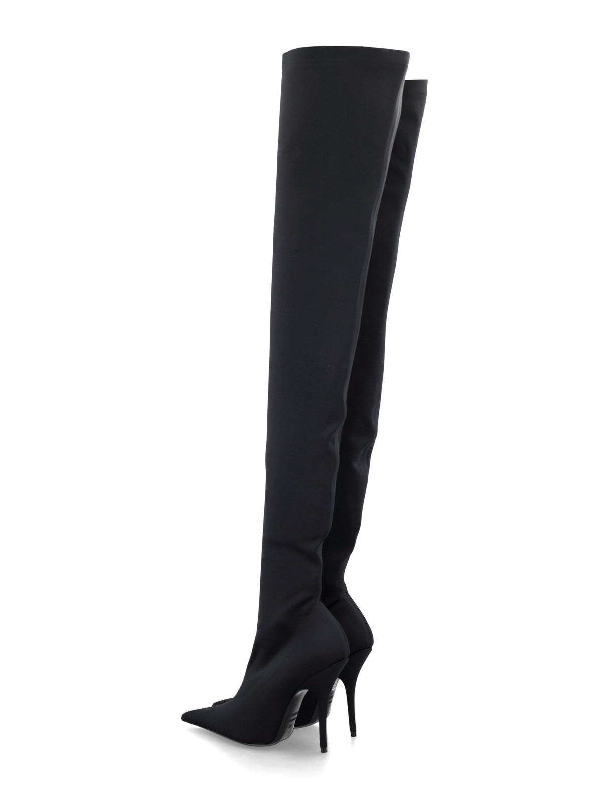 BALENCIAGA Black Over-the-Knee Boots with Pointed Toe and Stiletto Heel