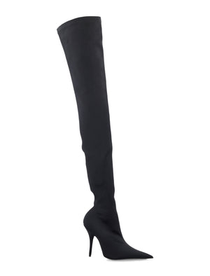 BALENCIAGA Black Over-the-Knee Boots with Pointed Toe and Stiletto Heel