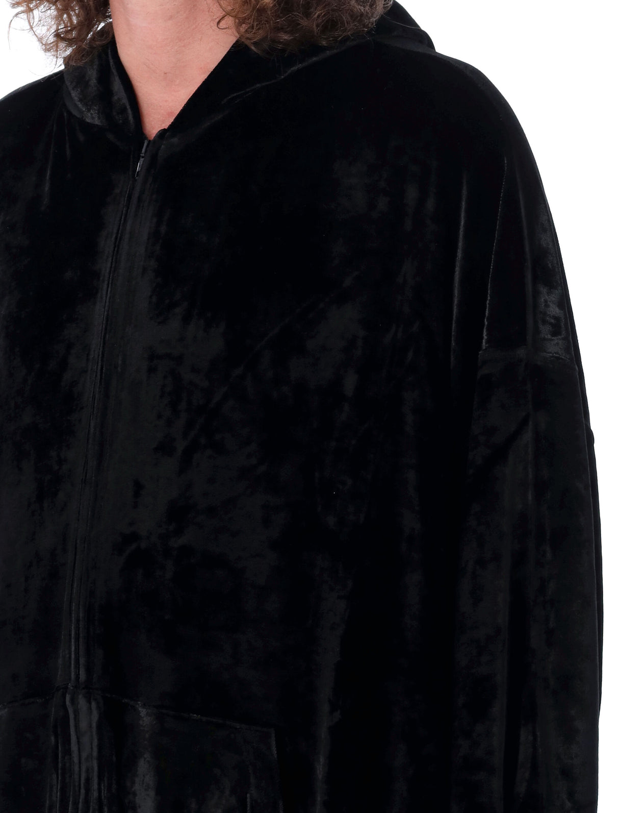 BALENCIAGA Luxurious Black Velvet Hoodie for Men - FW23 Collection