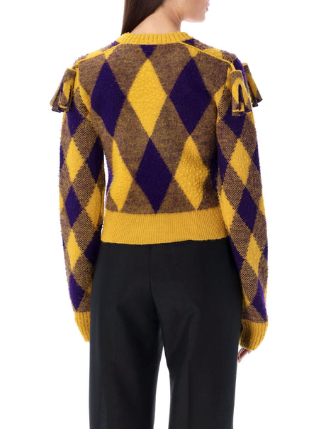 Yellow and Purple Argyle Wool Sweater - Women's Slim Fit Fall/Winter 2024 Collection