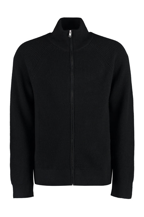 ISABEL MARANT Men's Black High Collar Merinos Wool Zipped Cardigan for Fall/Winter 2023