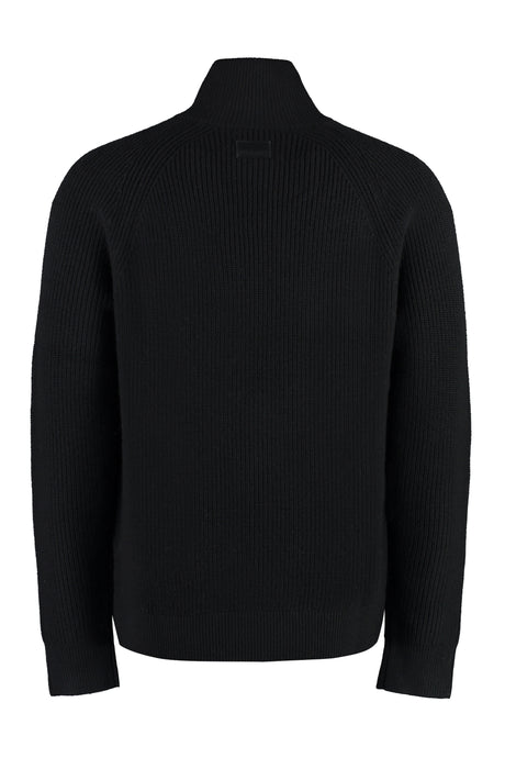 ISABEL MARANT Men's Black High Collar Merinos Wool Zipped Cardigan for Fall/Winter 2023