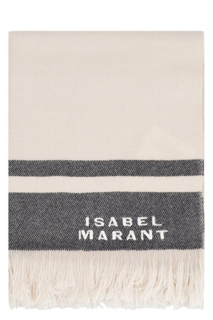 ISABEL MARANT Luxurious Wool-Cashmere Fringed Scarf 220x55 cm