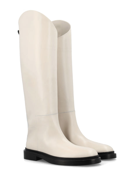 JIL SANDER Natural Leather High-Top Riding Boots for Women in FW23