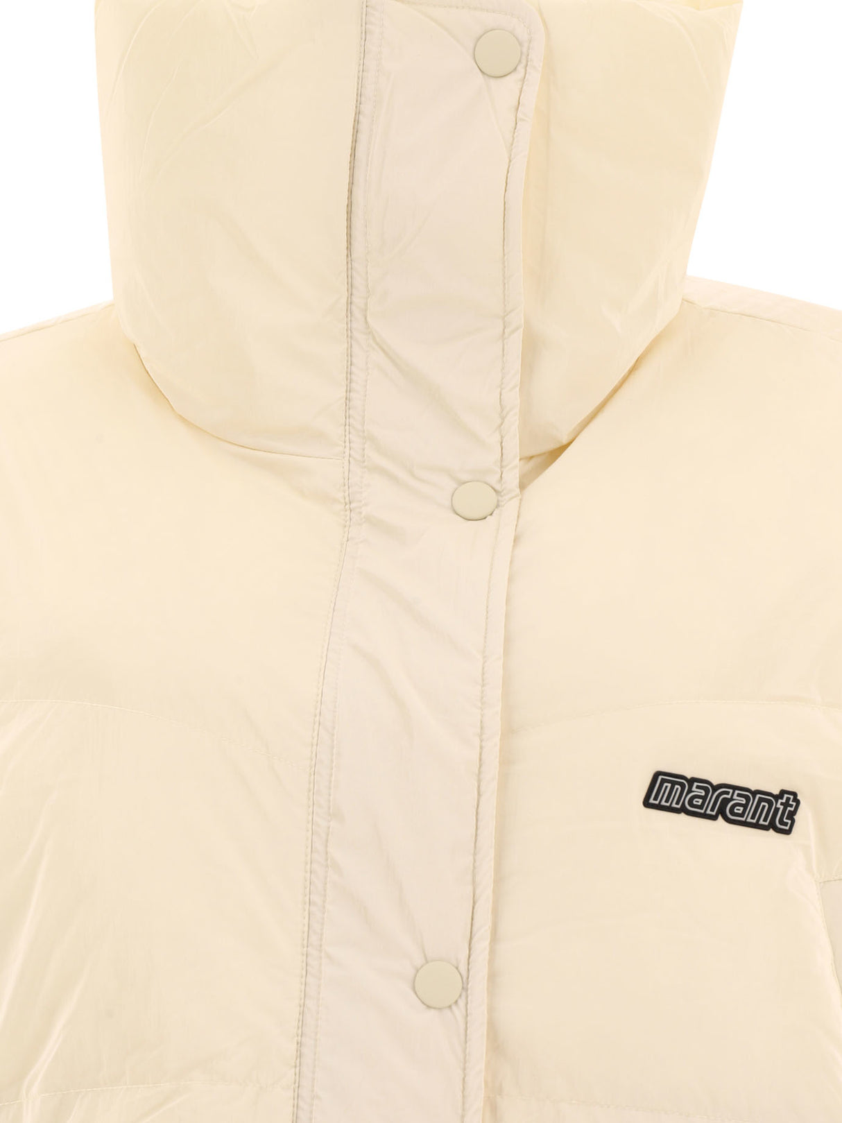 ISABEL MARANT ETOILE Beige Puffer Jacket for Women - Box Fit, Zip & Button Closure, Side Pockets - Carryover 2024