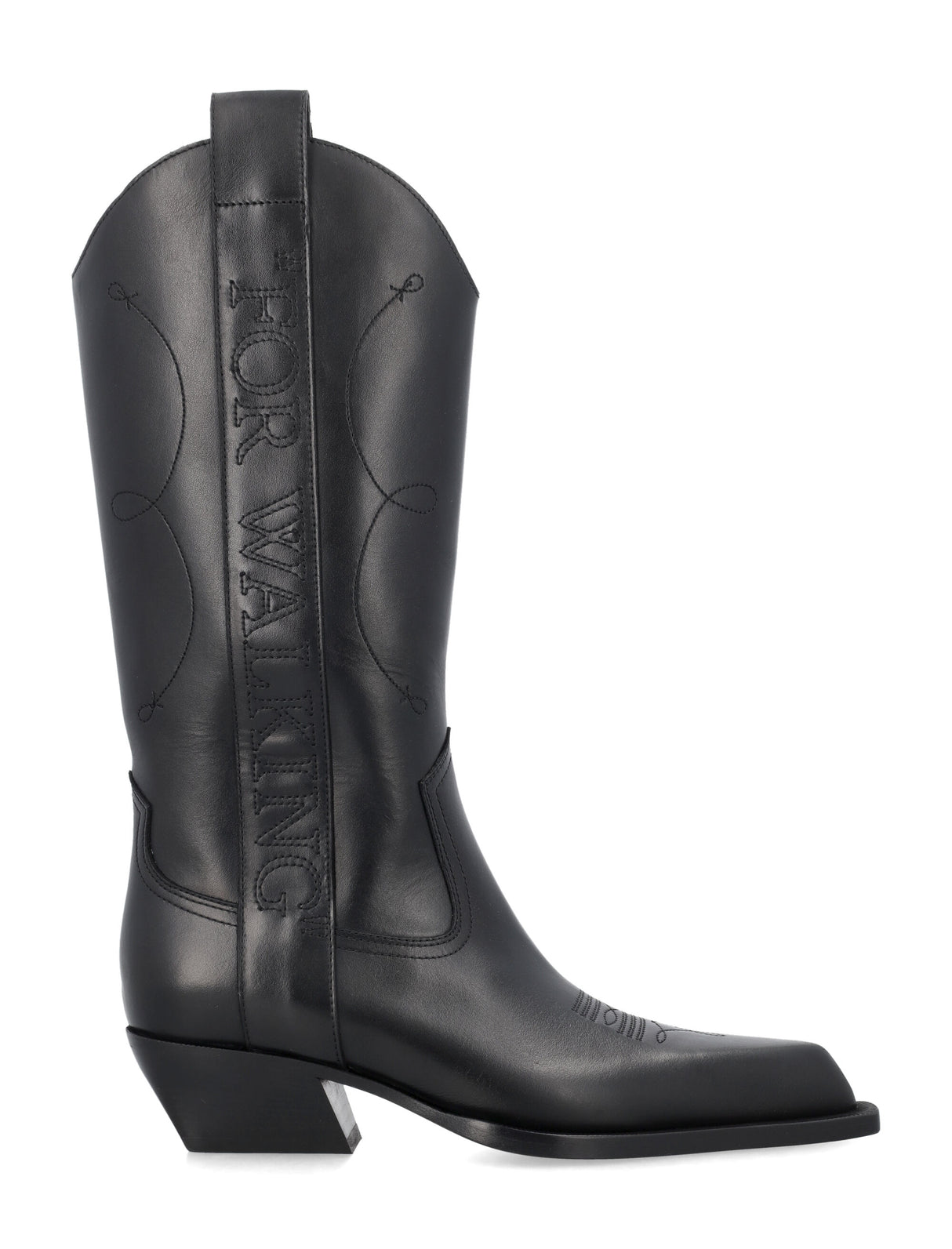 ブラックウェスタンレザーブーツ - 雨の日に最適な女性用のブーツ！