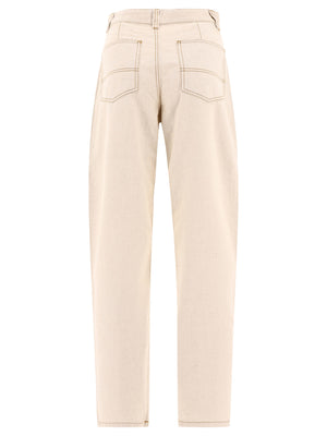 ISABEL MARANT Women's Beige Straight Pants for the 2024 Fashion Season