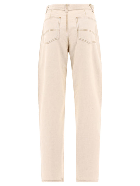 ISABEL MARANT Women's Beige Straight Pants for the 2024 Fashion Season