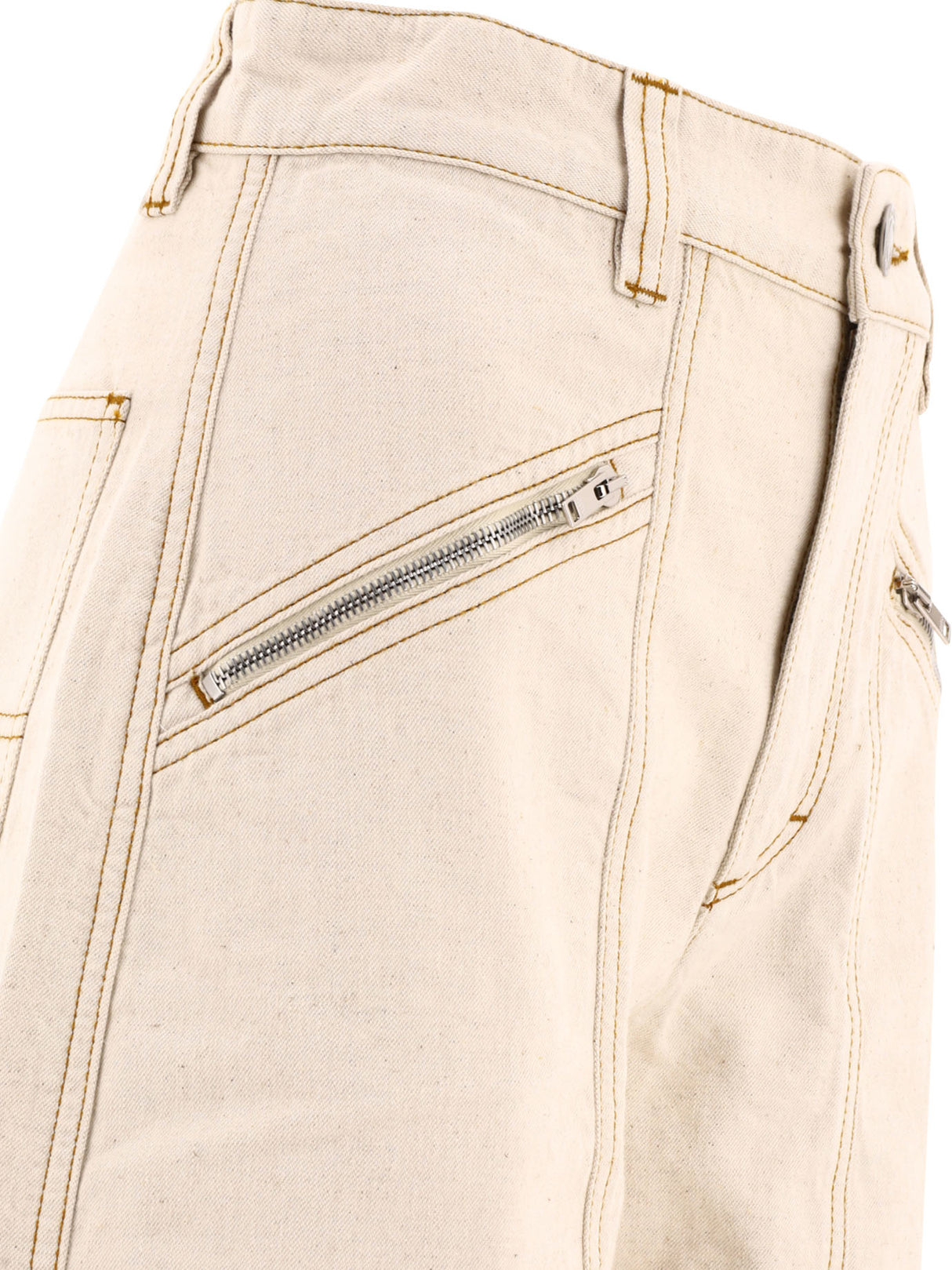 ISABEL MARANT Women's Beige Straight Pants for the 2024 Fashion Season