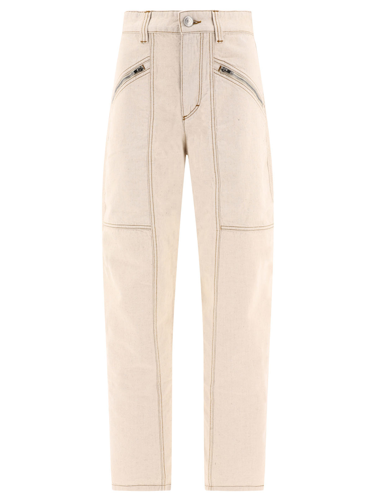 ISABEL MARANT Women's Beige Straight Pants for the 2024 Fashion Season