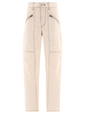 ISABEL MARANT Women's Beige Straight Pants for the 2024 Fashion Season