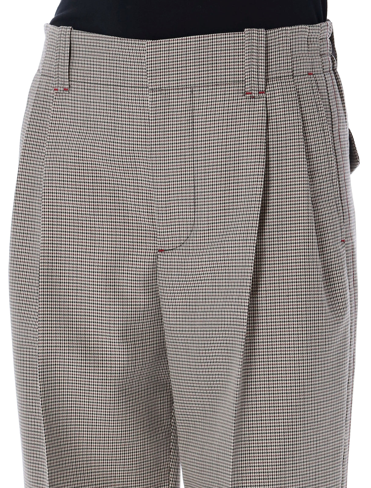 MARNI Flared Check Pants with Elastic Waistband and Pocket Details