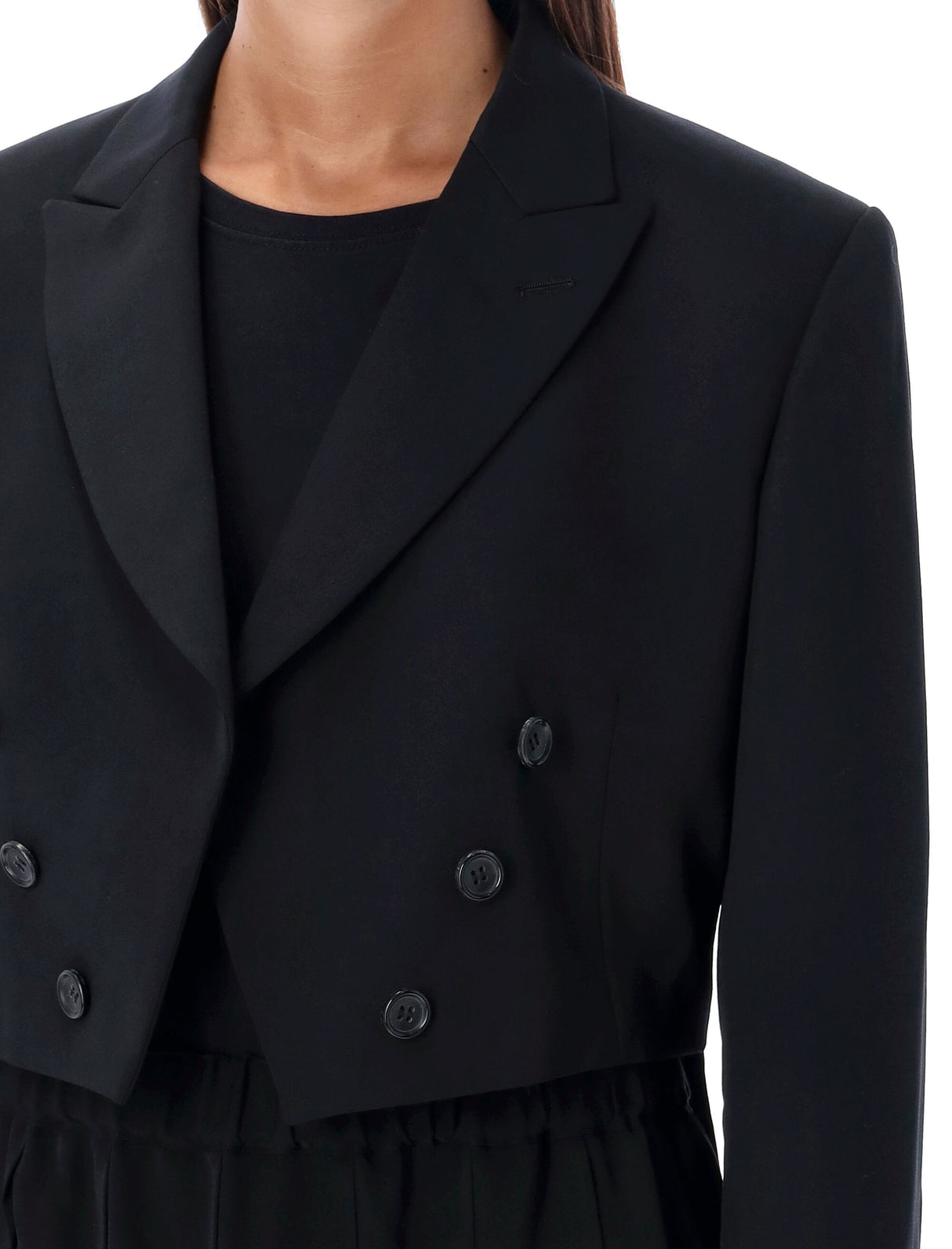 黑色羊毛V领女式斯宾热夹克 - FW23系列