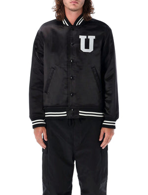 Men's Black Satin Varsity Jacket - FW24 Collection by UNDERCOVER