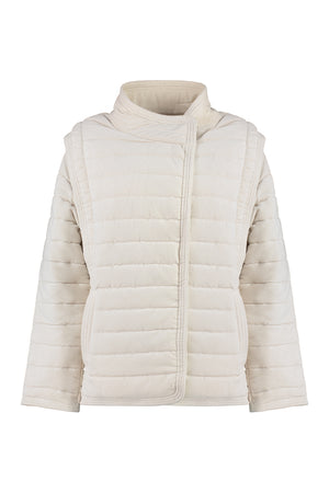 Ecru Padded Jacket with Removable Sleeves for Women - FW23 Collection