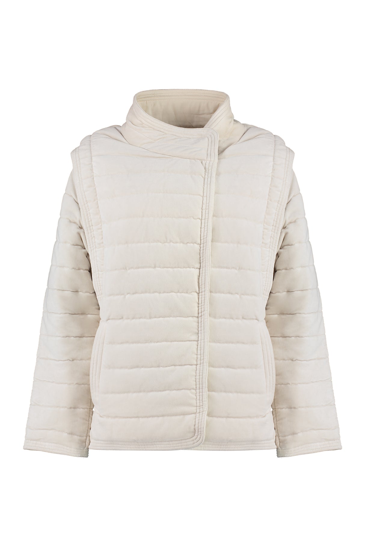 Ecru Padded Jacket with Removable Sleeves for Women - FW23 Collection