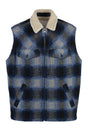 ISABEL MARANT Men's Blue Check Faux Shearling Vest for FW23