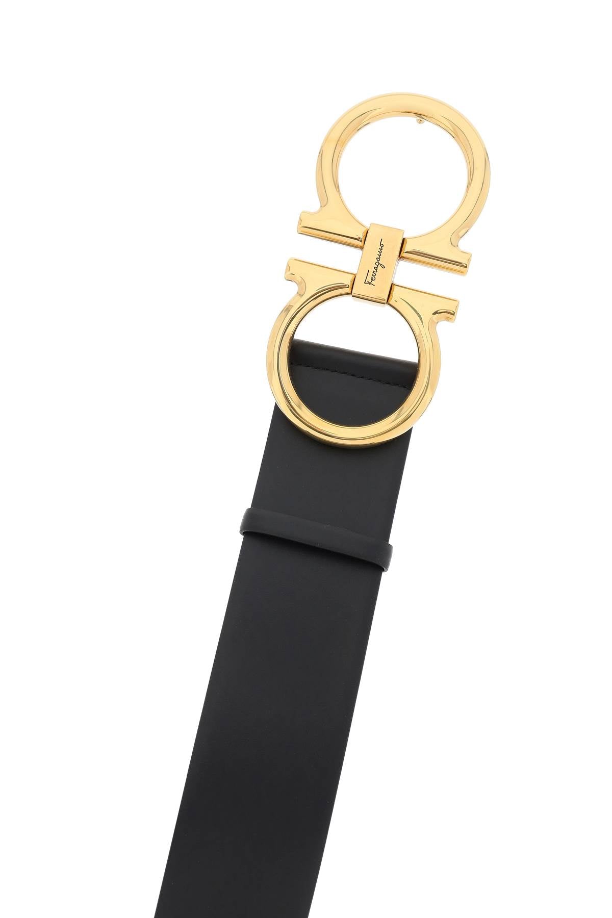 FERRAGAMO Gancini Hook Black Leather Belt for Women - SS24 Collection