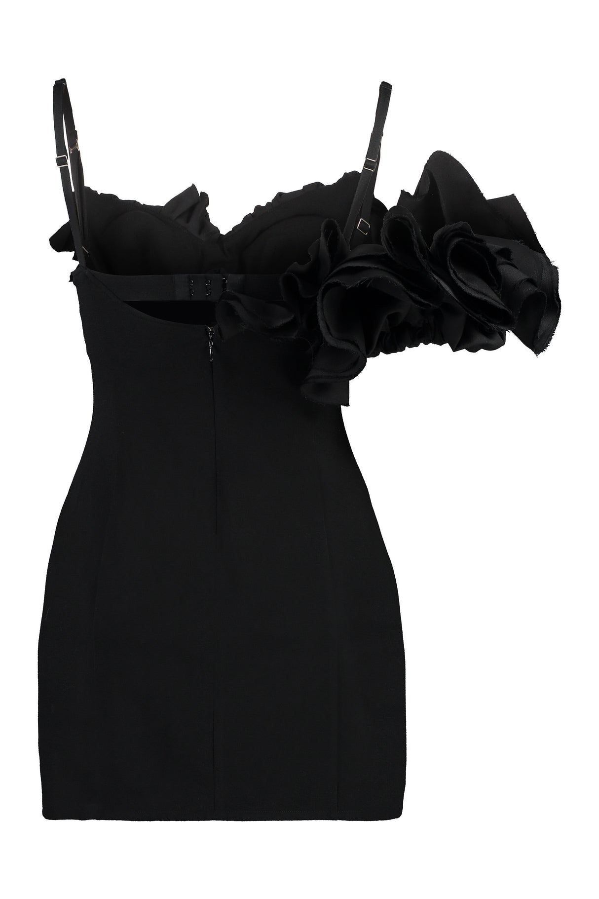 女士黑色荷葉邊洋裝 - 2023春夏系列
