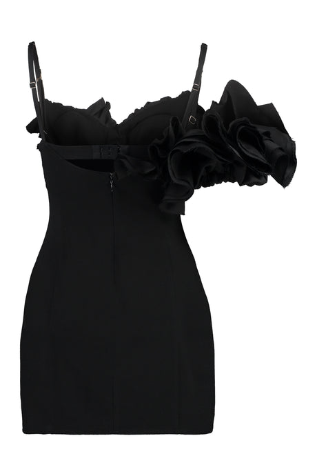 Black Ruffle One-Shoulder Dress with Adjustable Straps