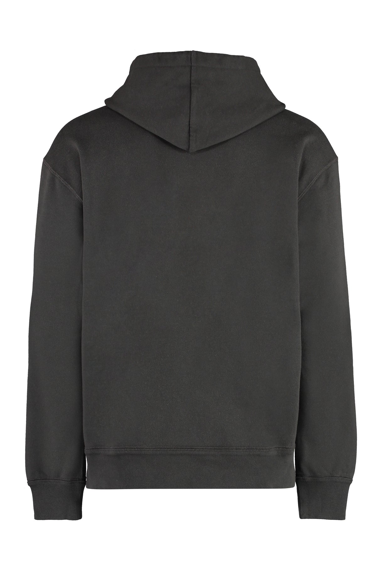 ISABEL MARANT Men's Black Adjustable Drawstring Hoodie with Ribbed Cuffs and Lower Edge