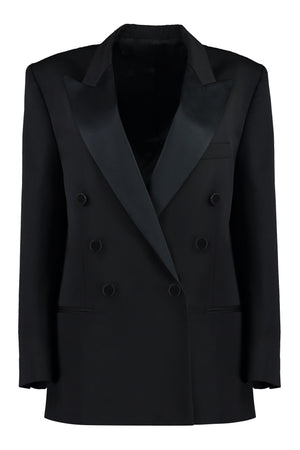 ISABEL MARANT Double-Breasted Wool Blazer with Satin Lapels